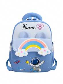 1pc Mini Back To School Personalized Customized Fashionable Cute Cartoon Rainbow, Unicorn, Astronaut Theme Backpack, Zipper Closure Nylon Material, Adjustable Shoulder Straps, Handheld, Suitable For School, Shopping, Outdoor Travel, Daily Use. Birthday Gift. - Multicolor - View 21