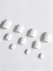 100pcs 12 Sizes Glossy White Wearable Toe Nails, Short Square Full Coverage Fake Toe Nails, Women's Nail Art Supplies - White - View 4