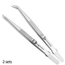 2/1sets Jewelry Tweezers, Non-Slip Jewelry Pliers, Stainless Steel Pointed Tweezers With Groove, Designed For Gemstones And Diamonds, Adjustable Sliding Lock Anti-Static Tweezers, Electronic Component Repair Tool, Tool, Home Improvement Tool, Hand Tool, Tweezers - A - View 11