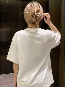 100% Cotton Short Sleeve Crew Neck Casual Shirt With Red Heart Pattern Print, Women's Clothing, Suitable For Summer And Spring - 白色 - 查看 2