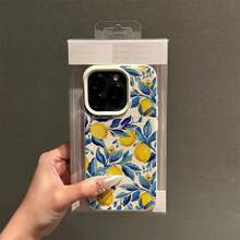 Full Screen Blue Leaf Lemon Lychee Pattern Phone Case For IPhone 17 16 15 14 13 12 11 Pro Max Plus Air 17E 16E XS Max X XR Cover - 5 - 查看 5