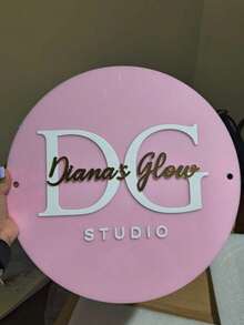 1 pieza Letrero de pared hueco con logotipo personalizado, profesional rectangular comercial, adecuado para salón de peluquería, estudio de uñas, clínica de belleza, tienda de belleza - Multicolor - Ver 1
