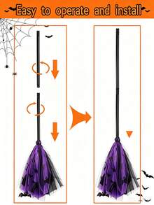 5pcs/3pcs/1pc Sapu Penyihir Halloween Plastik, Properti Sapu Halloween, Dekorasi Kostum Halloween, Pertunjukan Halloween, Pesta Cosplay - sapu penyihir - View 4
