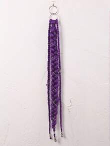 1pc Long Braided Ponytail Hair Hoop Hair Accessory, Straight Synthetic Fiber Braided Hair With Metal Ring, Braided Hair Extension, Suitable For Daily Wear And Party, Fits All Hair Types, Instantly Adds Volume And Length, Halloween - Multicolor - View 12