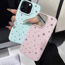 INS Gray Stars Phone Case For IPhone 15 14 13 12 17 Pro Max Air XS Max XR Plus 16e Shockproof Soft Cover For IPhone 16 Pro Max - T11062 黑色 - 查看 6