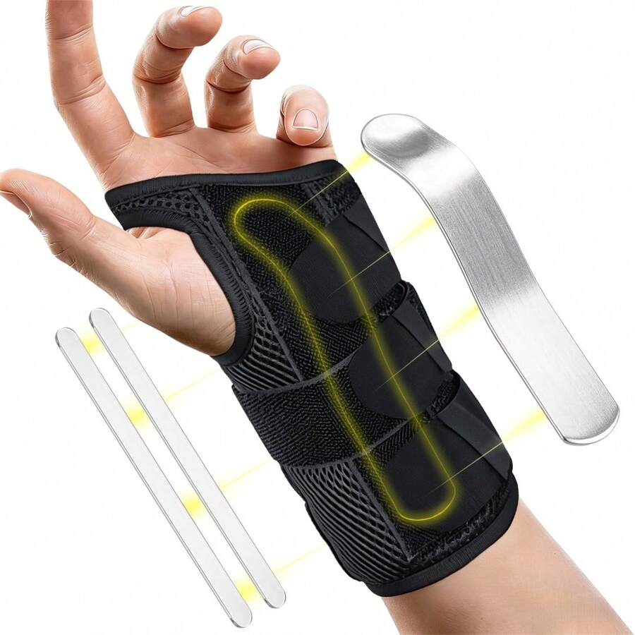Wrist Support Brace, Nighttime Support, With 4 Support Bars, Adjustable, Suitable For Women And Men, Left And Right Hands