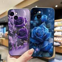 Fashionable Floral Pattern Phone Case Suitable For IPhone 17 16 15 14 13 12 11 Pro/Max/Plus Anti Drop And Shockproof Back Cover - Dark Blue - 查看 5