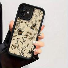 Bee Flower Pattern Phone Case Suitable For IPhone 17 16 15 14 13 12 11 Pro/Max/Plus Anti Drop And Shockproof Back Cover - 白色 - 查看 5