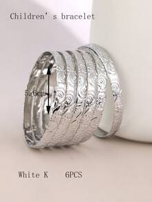 6pcs Cross-Border Fashion Hot-Selling Gold-Plated New Unique Design Engraved Flower Layered Bracelets - Multicolor - View 5