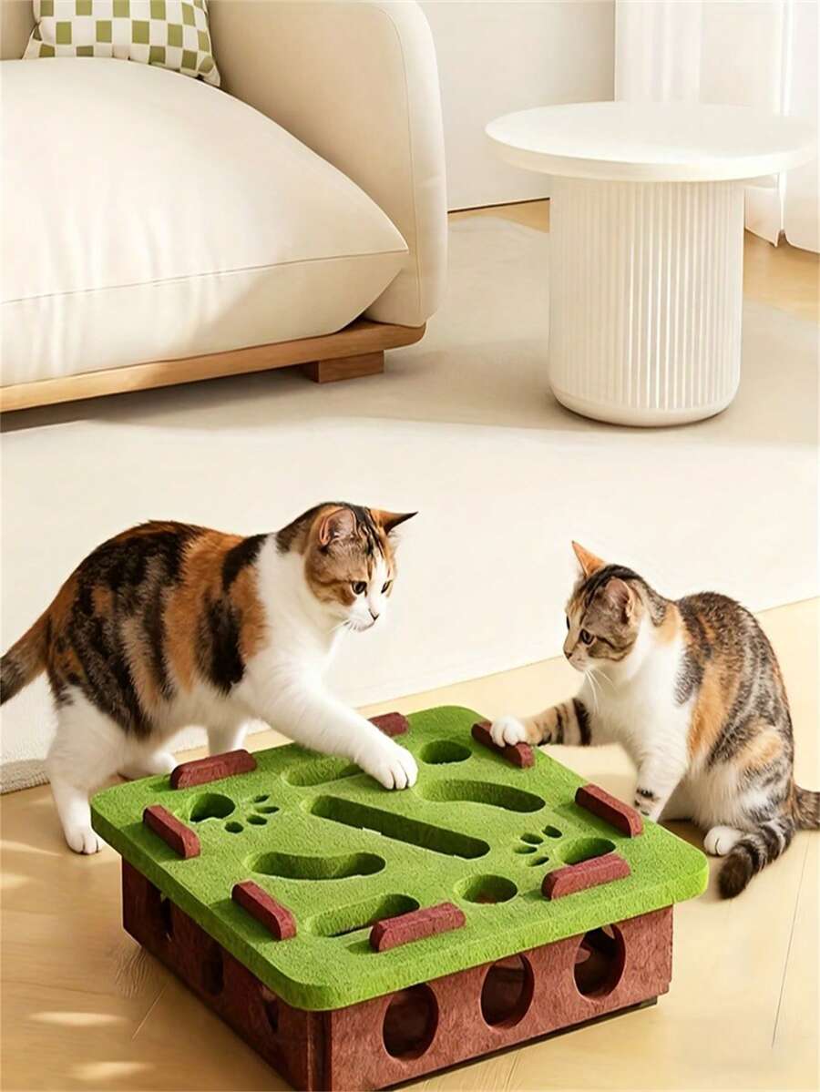 Set Kotak Mainan Kucing - Mainan Interaktif untuk Menggaruk, Mengasah Cakar, dan Bermain dengan Lonceng untuk Kucing, Pusat Aktivitas Kucing dari Kain Felt yang Tahan Lama, Cocok untuk Anak Kucing dan Kucing Dewasa, dan untuk Bermain, Tanpa Baterai - MultiWarna - View 1