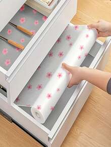 1 Roll Cherry Blossom Pattern Moisture-Proof Mat, Drawer Liner, Refrigerator Mat, EVA Waterproof Fridge Liner, Cabinet Liner, And Simple Placemat. Suitable For Kitchen Utensils, Kitchen Liners, Room Decor, And Home Decor. - Cherry Blossom - View 1