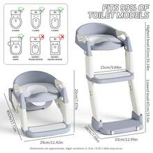 Nesmova 2-In-1 Toddler Potty Ladder, Soft Cushion & High Backrest, Adjustable Potty Chair, Adjustable Step Stool For Standard Toilets, Unisex - Grey - View 11