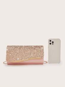 REMANLAND Shiny Evening Clutch, Elegant Fashion Envelope Bag, Women's Wedding Party Ball Clutch - Champagne - View 8