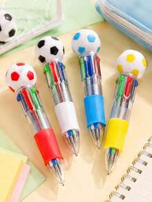 10pcs Random Color Soccer Ball Retractable Ballpoint Pen Set, Portable Sports-Themed Writing Stationery, Colorful Soccer Design Indoor Office Desk Decor, Adult Daily Use Birthday Halloween Party Gift, Office And Back To School Essential - View 4
