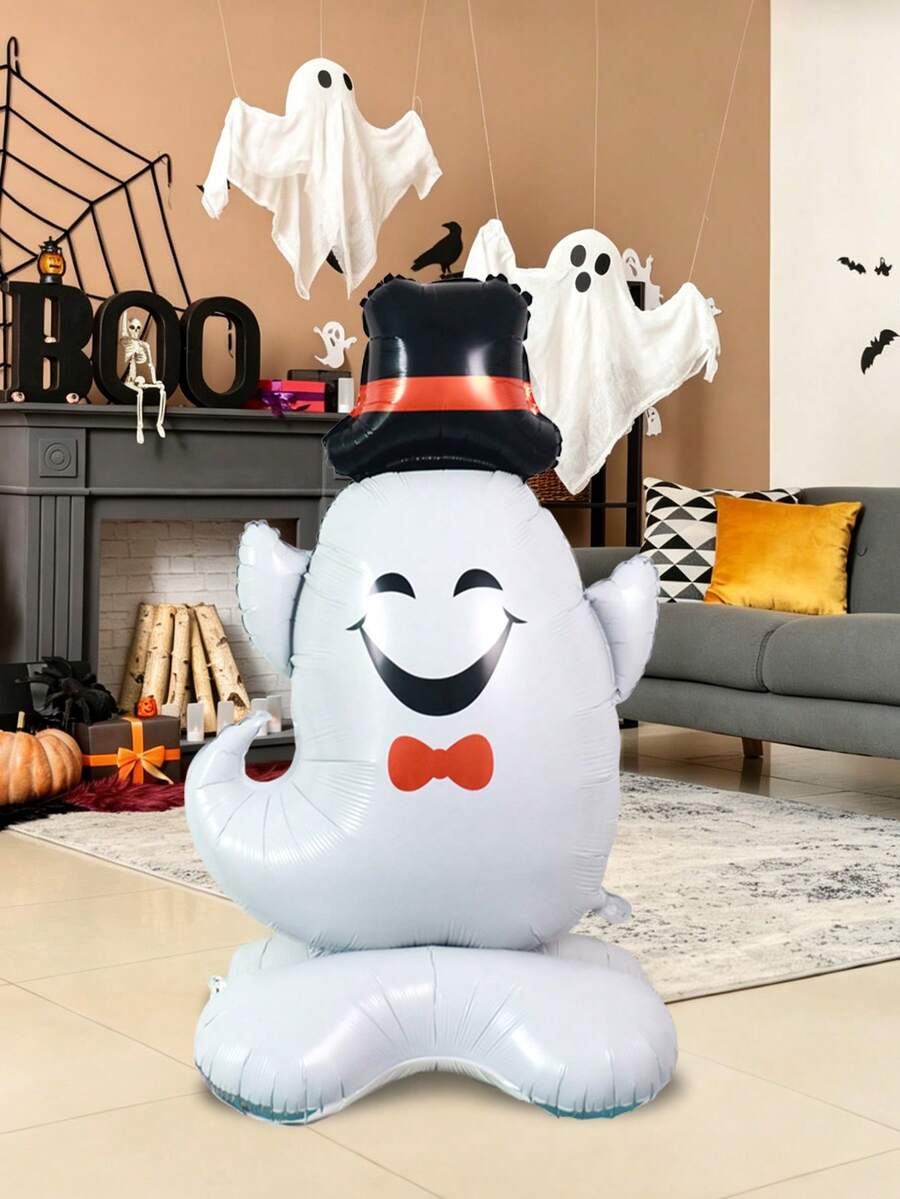 1pcp Large Standing Ghost Balloon, Suitable For Halloween Party Decoration, Ghost Theme Decoration, Horror Scene Decoration, Indoor And Outdoor Decoration - Multicolor - View 1