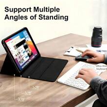 Keyboard Leather Case For Tablet, Book-Style Tablet Protective Shell, Ultra-Thin Bluetooth Keyboard + Tablet Protective Case Stand, Anti-Drop/Anti-Shock/Anti-Dust/Anti-Fingerprint, Keyboard Case For Samsung/S11 Series Models HuaweiMatePad Series Models / HonorPad Series Models / XiaomiPad Series Models / RedmiPadseries Models/LenovoTab Series Models/LenovoXiaoxinTab Series Models/LenovoIdeaTab Series Models - 黑色 - 查看 2