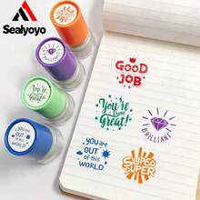 5pcs 2.5cm Colorful Teacher & Parent Grading Stamps, Praise & Encouragement Stamps, Round Colorful Set, English Global Learning Reward, Colorful Patterns & Motivational Phrases, 5 Colorful Patterns Suitable For Teachers And Parents To Grade Homework, Encouraging Language, Well Done, Superb, Back To School Season Teacher Gift - Sets - View 2