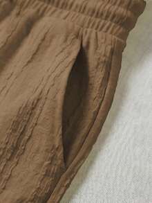 Men's Polo Shirt Set, Knitted, Casual, Mature, Daily Wear - Brown - View 9