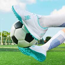 TF Studded Football Shoes, Youth Adult Unisex, Minimalist Design Suitable For Students - White Green - View 3