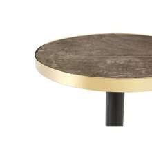 Modern Round Side Table With A Gold Stainless Steel Frame, Marble-Effect Top For Living Room, Luxury Side Table With A Sturdy Base. - 灰色 + 中密度纖維板 + 金屬 - 查看 4