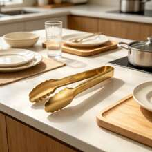 1/2 Gold Tongs, Salad Tongs, Buffet Tongs, Non-Slip Easy Grip Gold Buffet Tongs, Salad Tongs, Bread Tongs, Dessert Tongs, Oven Tongs, Gold Buffet Tongs, Metal Kitchen Tongs, Suitable For Steak, Appetizers, Snacks And Small Portions Of Food - Multicolor - View 3