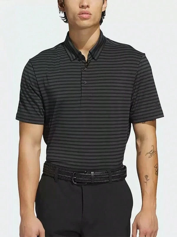 Adidas Kemeja Polo Kasual Baru Bahan Sutra Es Cepat Kering dengan Kerah Lengan Pendek untuk Pria - Abu-abu gelap - View 1