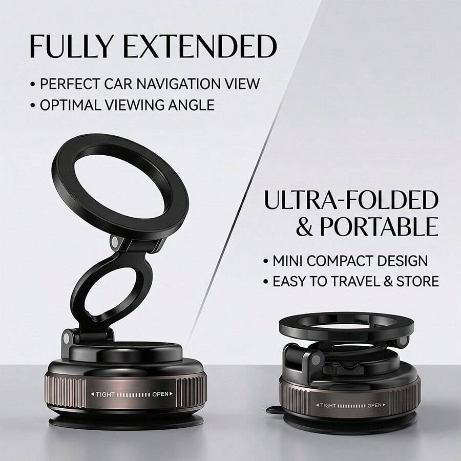 1 buah Dudukan Ponsel Magnetik Universal dengan Perekat Hisap, Dapat Dilipat, Dapat Berputar 360° di Mobil, Daya Rekat Magnet yang Kuat, Pemasangan Mudah, Dudukan Ponsel Navigasi yang Stabil, Cocok untuk Dasbor Mobil, Kaca Depan, Kompatibel dengan Semua Ponsel