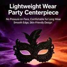Women's Half Face Sexy Halloween Mask, Perfect Accessory For Masquerade, Party, Cosplay And Photo Shoot, Great Choice For Women's Evening Party Decor - Black - View 3