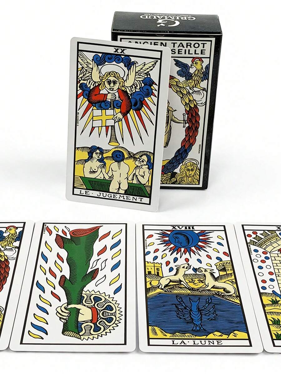 1 Box78-Card Traditional Marseille Tarot Deck With Guidebook, Spanish Divination, Spiritual Guidance Tarot Cards