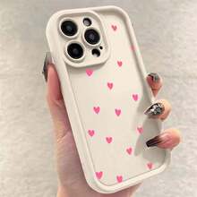 Cute Mini Heart Shockproof Phone Case For IPhone 16 Plus 15 Pro 14 13 12 11 17 Pro Max 16E 17 Air Matte Soft Silicone Back Cover - 酒紅色 - 查看 3