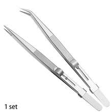 2/1sets Jewelry Tweezers, Non-Slip Jewelry Pliers, Stainless Steel Pointed Tweezers With Groove, Designed For Gemstones And Diamonds, Adjustable Sliding Lock Anti-Static Tweezers, Electronic Component Repair Tool, Tool, Home Improvement Tool, Hand Tool, Tweezers - A - View 12
