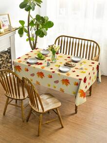 1pc,Autumn Style Tablecloth,Maple Leaf Print Tablecloth,Square Tablecloth,Picnic Cloth,Multiple Sizes Available,Perfect For Family Dining,Restaurant Decor,Kitchen Decor,Home Decor,Outdoor Party Decor - Multicolor - View 6