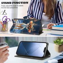 GLANDOTU Cute Winter Deer Print PU Leather Wallet Phone Case With Card Slots, Kickstand And Lanyard, Compatible With Multiple Phone Brands And Models - Multicolor - View 2
