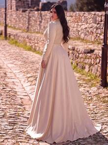 Đầm dạ hội đuôi cá đính sequin sang trọng cho nữ size lớn, cổ đứng tay dài, trang trí đính cườm tinh xảo, phù hợp cho tiệc tối - Rượu sâm banh - Xem 2