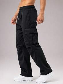 CZRLHYT Men's Loose Straight Leg Drawstring Waist Sweatpants, Comfortable And Durable, Suitable For Outdoor Activities, Running And Fitness Workouts - Black - View 3