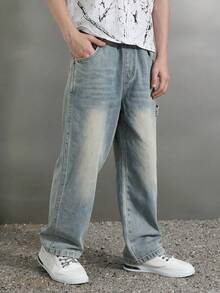 Boys' New 2026 Autumn Casual Loose Straight Leg Embroidered Denim Long Pants For Kids And Older Children - Light Wash - View 9