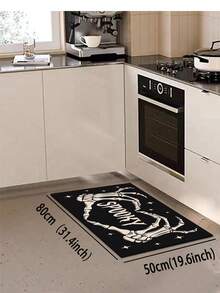 1/2pcs Halloween Kitchen Decor Rug, Skeleton Pumpkin Kitchen Rug And Mat, Non-Slip Washable Absorbent Kitchen Accessory Decorative Floor Mat - Multicolor - View 10