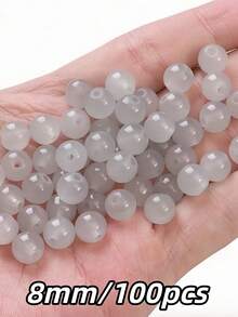 100 hạt thủy tinh xanh đậm 8mm, hạt spacer tròn nhẵn làm trang sức DIY vòng tay vòng cổ, phụ kiện hạt trang trí thủ công - Nhiều màu - Xem 13