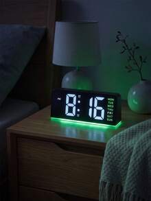 Jam Alarm Digital, Jam Meja Cermin Estetik dengan Lampu Latar Multi-Warna, Dekorasi Lampu Samping Tempat Tidur Kamar Tidur untuk Remaja Perempuan, Perlengkapan Kamar Asrama yang Lucu, Hadiah Natal Wisuda - beraneka warna - View 8