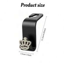 2pcs Creative Shiny Colorful Rhinestone Crown Car Hooks, Fashionable Premium Multi-Functional Decorative Car Storage Hooks - A - View 6