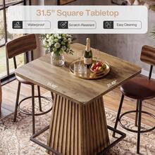 Tribesigns Tavolo bar, 80 x 80 x 95 cm, tavolo alto quadrato con poggiapiedi in metallo, tavolo da pranzo rustico marrone, tavolo da pub per casa, cucina, sala da pranzo - Castano - Visualizzare 6