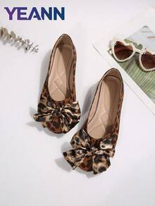 Cute Bow Square Toe Ballet Flats For Women, Faux Suede Soft Cushioned Insole Slip On Casual Shoes, Fashion Daily Office Walking Flat Pumps - Brown - View 7