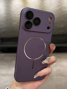 1件裝奢華金屬烤漆相機保護電鍍磨砂磁吸親膚手機殼，相容 iPhone 18 17 Pro Max Air 16 15 14 13 12 Pro Max Plus，支援無線充電 - 紫色 - 查看 2