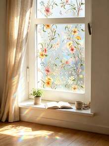 1 Roll 3D Laser Window Glass Film, 30*200cm Size, Fresh Minimalist Colorful Frosted Privacy Sticker, Privacy Protection, Heat Insulation, Sun And UV Protection, Static Adhesion Without Glue, No Adhesive, Easy To Install And Reusable, Suitable For Bathroom, Kitchen, Bedroom Windows, Rental/Office Store Home Decor Window Film, Removable Window Sticker - Multicolor - View 3