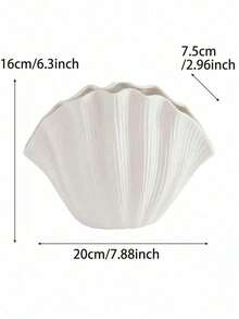 Jarrón de cerámica con forma de concha blanca, jarrón decorativo de flores con textura acanalada minimalista moderna para sala de estar, mesa de comedor y decoración del hogar - Jarrón de conchas marinas - Ver 9