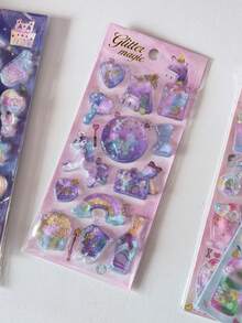 Glitter Magic Liquid Shaker 3D Puffy Stickers Cute Unicorn Fruit Cake Sequins Floating Sticker Kawaii Journal Scrapbooking Card Decor DIY Korean Stationery - Color - View 7