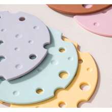 1PC Cream-Style Heat-Resistant Platinum Silicone Mat; Suitable For Use With Clay Pots, Frying Pans, Teapots, And Various Types Of Cookware-A Cute, Soft, And Practical Kitchen Accessory For Home Cooking And Dining. - Multicolor - View 3