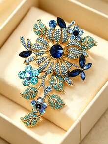 1pc Women's Floral Brooch, Luxury Palace Style Crystal Vintage Elegant Corsage, Fashionable Versatile Anti-Glare Pin, Perfect Gift - Multicolor - View 8