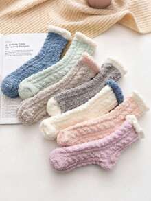 10/7/5/3/1 Pares de Calcetines de Pantufla de Peluche Esponjoso, Regalo Cálido y Cómodo para Mujeres, Tela Suave y Cálida, Color Aleatorio - Calcetines para Mujeres, Calcetines Blancos, Calcetines Esponjosos, Invierno, Calcetines de Invierno, Ropa de Invierno, Regalo para Mujeres, Halloween, Regalo de Navidad - Multicolor - Ver 13