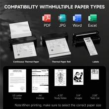 ORICO A4 Portable Thermal Paper Printer - Built-In Battery, Compatible With 216MM-56MM Width Paper, Inkless, Lightweight Mini, Suitable For Home, Office And Travel Use - Black - View 5